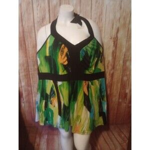 Lane Bryant Green and Black Halter Top